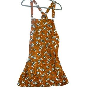 SHEIN Rust Floral Pinafore Dress with Straps
